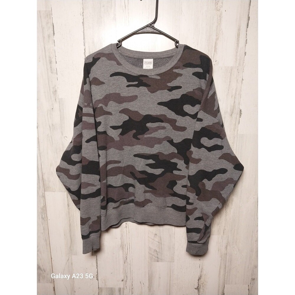 Victoria's Secret PINK Women's Medium Camo Print Sweatshirt Gray